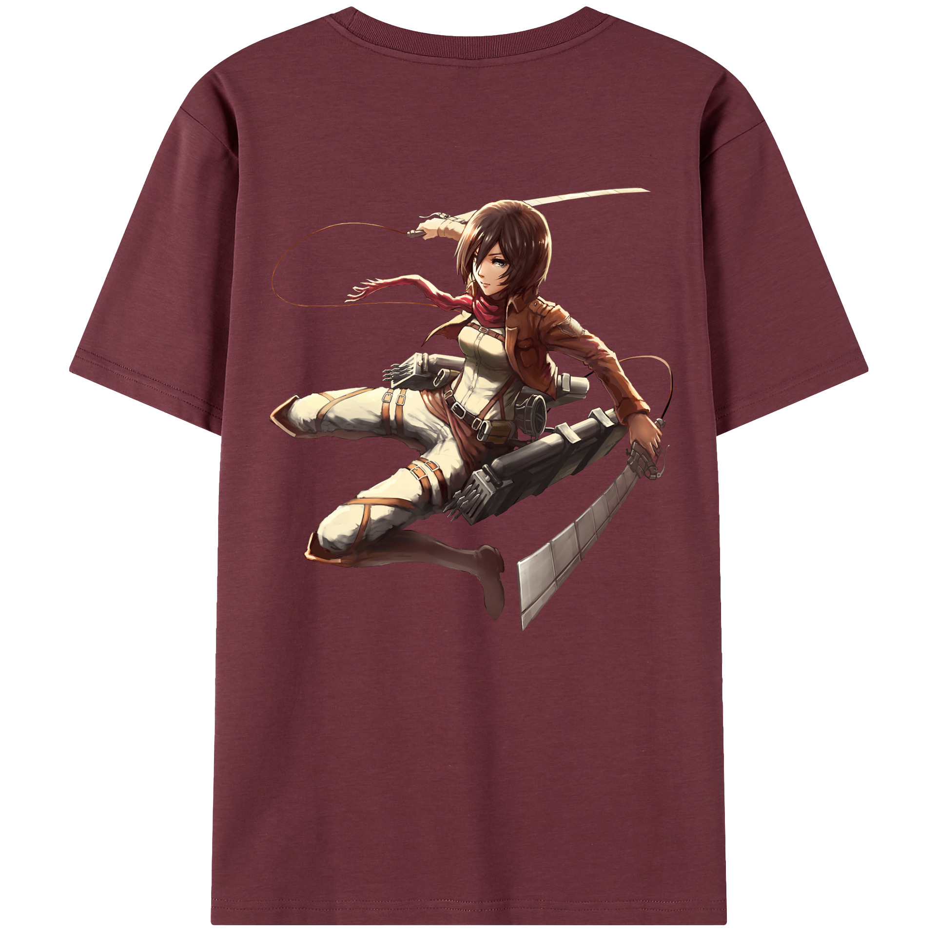 （画像用） 進撃の巨人 ミカサ·アッカーマン Attack on Titan Mikasa Ackerman 綿100％半袖Tシャツ（背面プリント）